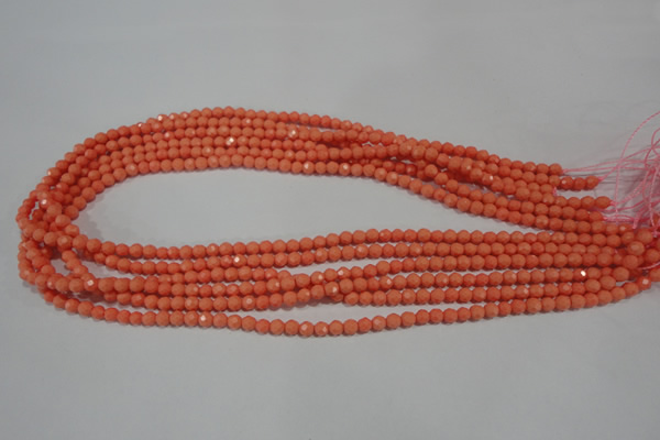 CTU1321 15.5 inches 4mm faceted round synthetic turquoise beads