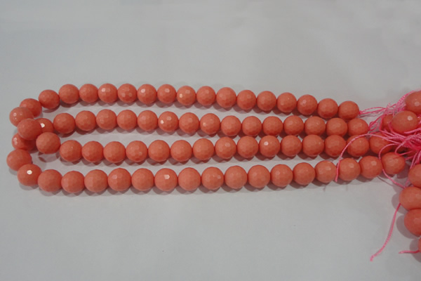 CTU1325 15.5 inches 12mm faceted round synthetic turquoise beads