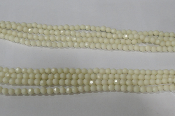 CTU1440 15.5 inches 4mm faceted round synthetic turquoise beads