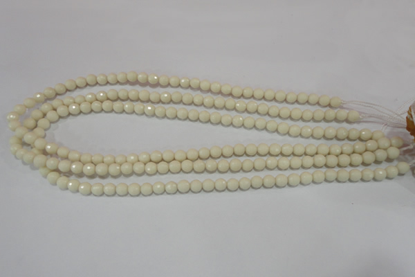 CTU1442 15.5 inches 6mm faceted round synthetic turquoise beads