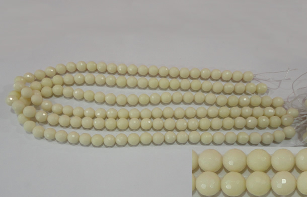 CTU1443 15.5 inches 8mm faceted round synthetic turquoise beads