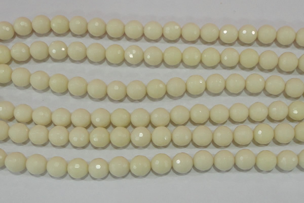 CTU1445 15.5 inches 12mm faceted round synthetic turquoise beads