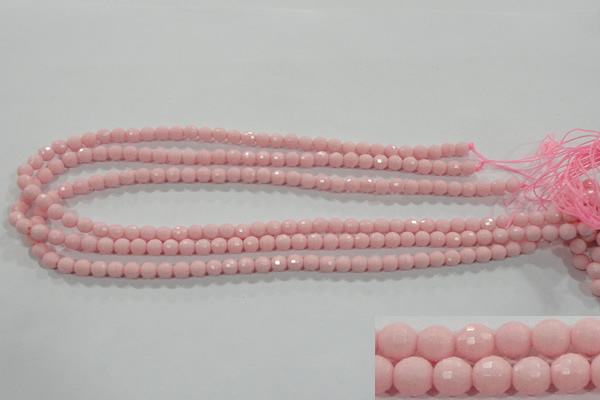 CTU1512 15.5 inches 6mm faceted round synthetic turquoise beads