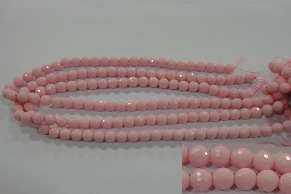 CTU1513 15.5 inches 8mm faceted round synthetic turquoise beads