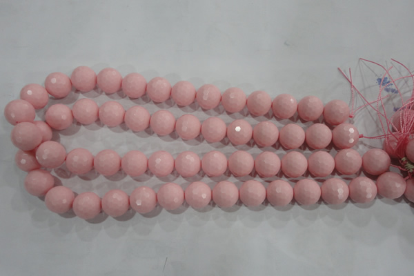 CTU1516 15.5 inches 14mm faceted round synthetic turquoise beads