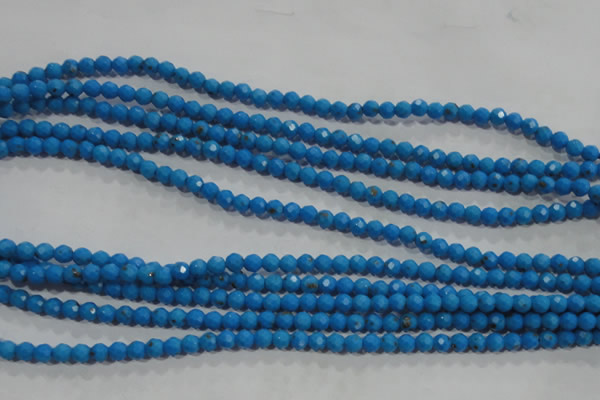 CTU1630 15.5 inches 4mm faceted round synthetic turquoise beads