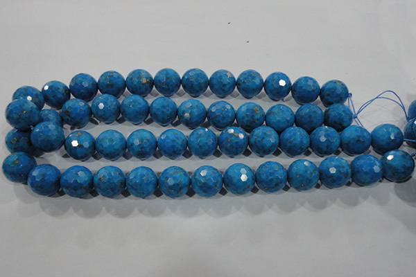 CTU1634 15.5 inches 12mm faceted round synthetic turquoise beads