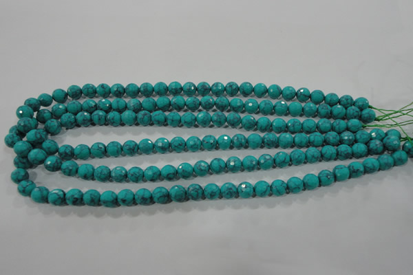 CTU1683 15.5 inches 8mm faceted round synthetic turquoise beads