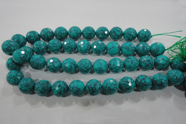 CTU1689 15.5 inches 20mm faceted round synthetic turquoise beads