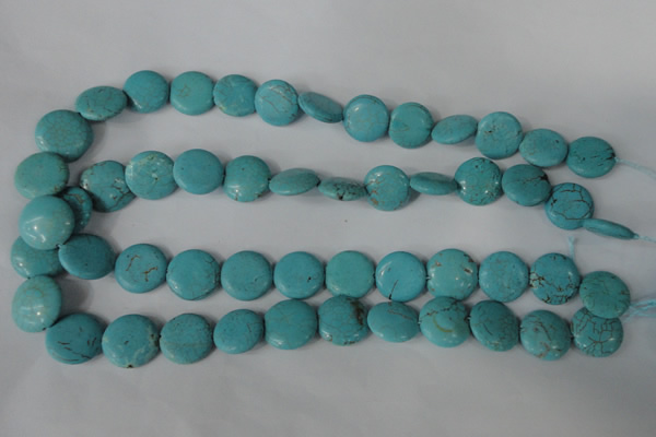 CTU1884 15.5 inches 16mm flat round imitation turquoise beads