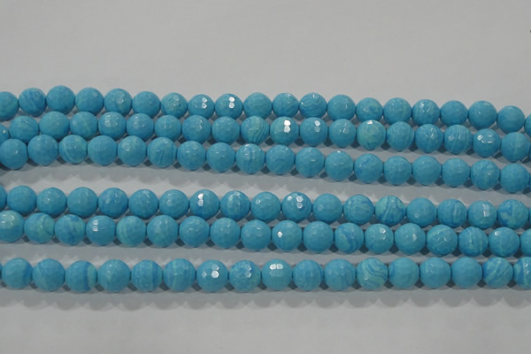 CTU2592 15.5 inches 8mm faceted round synthetic turquoise beads