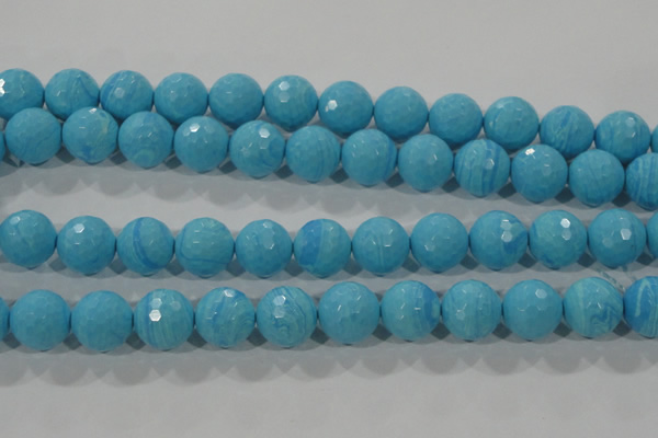 CTU2594 15.5 inches 12mm faceted round synthetic turquoise beads