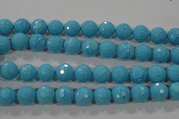 CTU2595 15.5 inches 14mm faceted round synthetic turquoise beads
