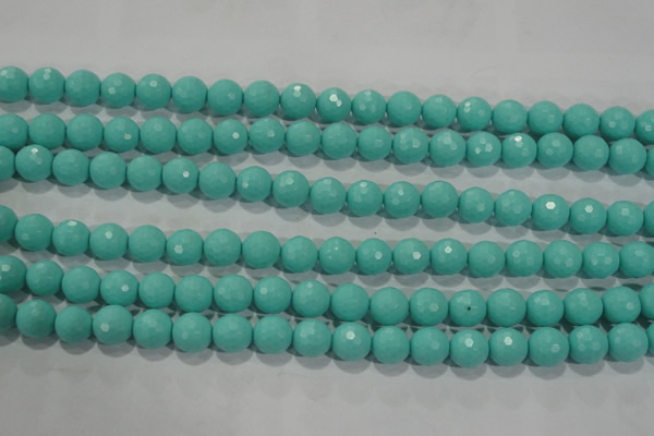 CTU2783 15.5 inches 10mm faceted round synthetic turquoise beads