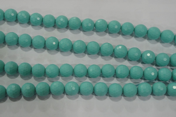 CTU2785 15.5 inches 14mm faceted round synthetic turquoise beads