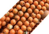 CTU3129 15 inches 8mm round gold vein howlite turquoise beads