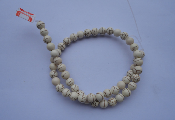 CTU34 15.5 inches 8mm round white turquoise strand beads Wholesale