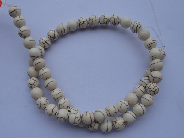 CTU36 15.5 inches 14mm round white turquoise strand beads Wholesale