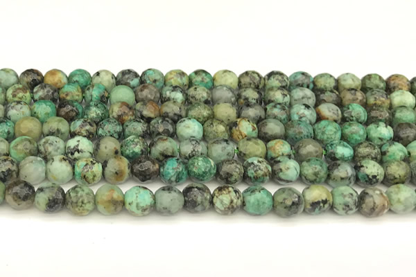 CTU525 15 inches 6mm faceted round African turquoise beads