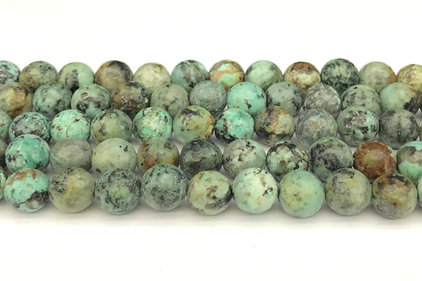 CTU528 15 inches 12mm faceted round African turquoise beads