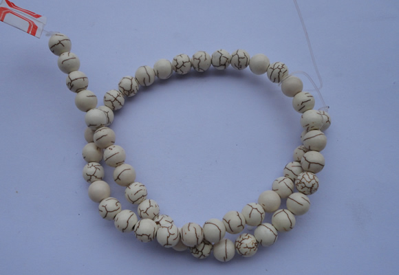 CTU68 15.5 inches 6mm round white turquoise strand beads Wholesale