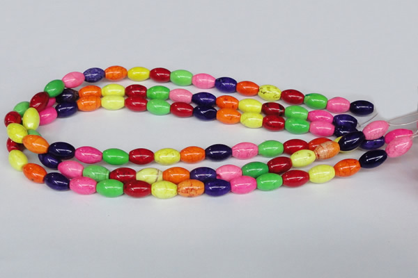 CTU708 15.5 inches 9*13mm rice dyed turquoise beads wholesale
