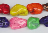 CTU741 15.5 inches 10*16mm nuggets dyed turquoise beads wholesale