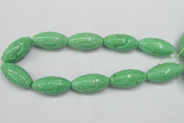 CTU889 15.5 inches 20*40mm carved rice dyed turquoise beads