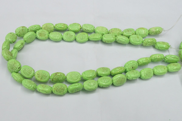 CTU895 15.5 inches 12*15mm carved oval dyed turquoise beads
