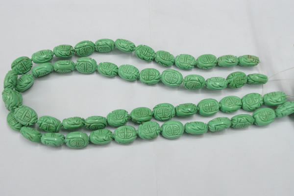 CTU896 15.5 inches 12*15mm carved oval dyed turquoise beads