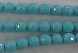 CTU912 15.5 inches 8mm faceted round synthetic turquoise beads