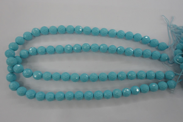 CTU914 15.5 inches 12mm faceted round synthetic turquoise beads