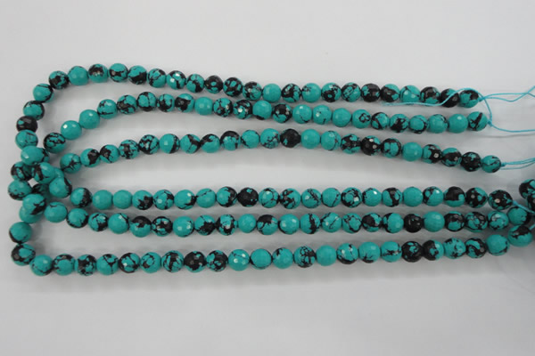 CTU932 15.5 inches 8mm faceted round synthetic turquoise beads