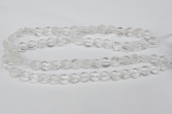 CTW01 15.5 inches 12mm twisted coin white crystal beads wholesale