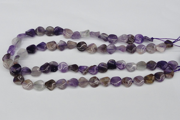 CTW02 15.5 inches 12mm twisted coin amethyst beads wholesale