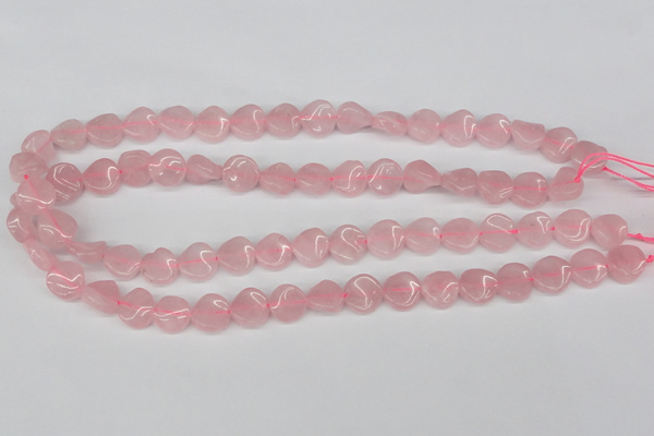 CTW04 15.5 inches 12mm twisted coin rose quartz beads wholesale