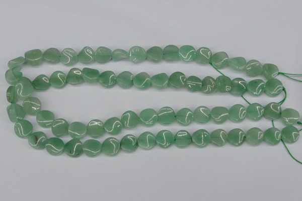 CTW07 15.5 inches 12mm twisted coin green aventurine beads wholesale