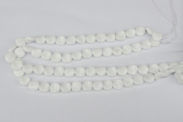CTW08 15.5 inches 12mm twisted coin white agate beads wholesale
