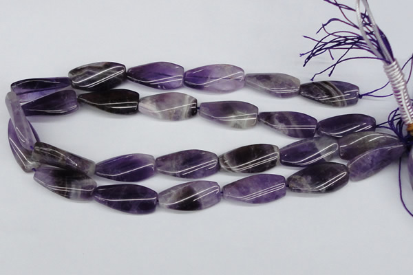 CTW102  15.5 inches 15*30mm twisted rectangle amethyst beads