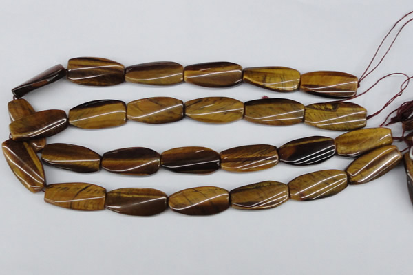 CTW103 15.5 inches 15*30mm twisted rectangle tiger eye beads