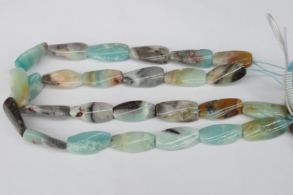 CTW104 15.5 inches 15*30mm twisted rectangle amazonite beads