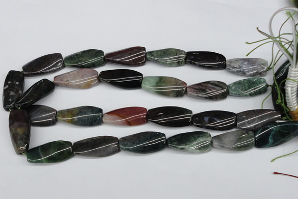 CTW105  15.5 inches 15*30mm twisted rectangle moss agate beads