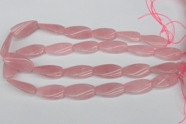 CTW106 15.5 inches 15*30mm twisted rectangle rose quartz beads