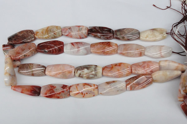 CTW107 15.5 inches 15*30mm twisted rectangle agate beads wholesale