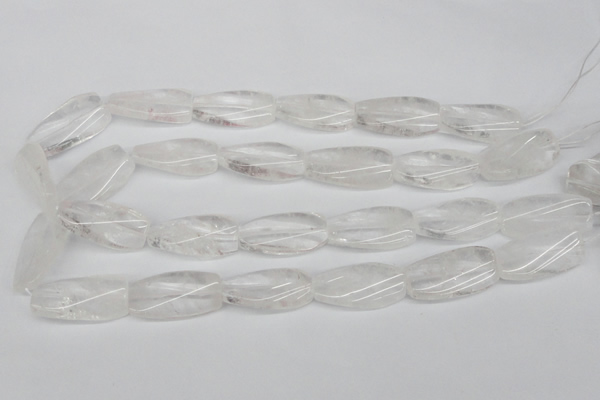 CTW110 15.5 inches 15*30mm twisted rectangle white crystal beads