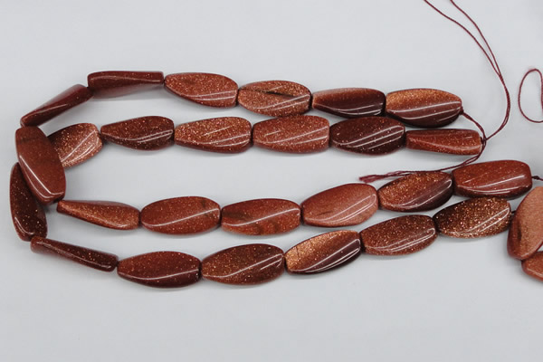 CTW112 15.5 inches 15*30mm twisted rectangle goldstone beads