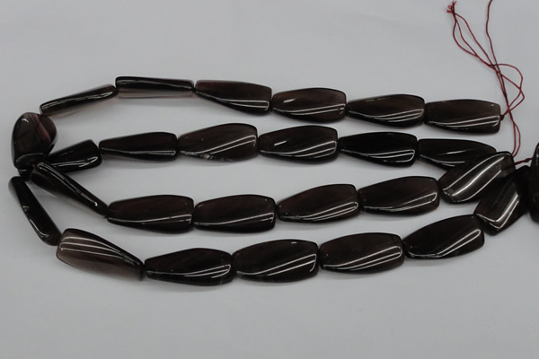 CTW114 15.5 inches 15*30mm twisted rectangle smoky quartz beads