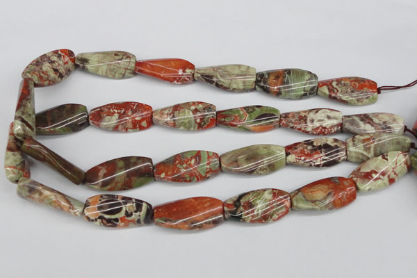 CTW119 15.5 inches 15*30mm twisted rectangle rainforest agate beads