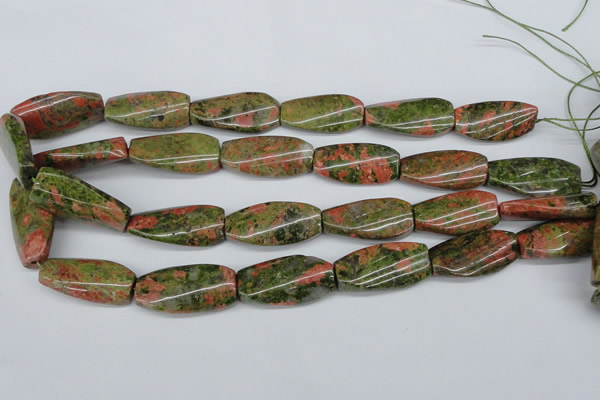 CTW120 15.5 inches 15*30mm twisted rectangle unakite gemstone beads