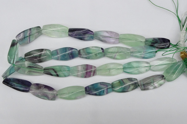 CTW121 15.5 inches 15*30mm twisted rectangle fluorite gemstone beads